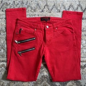 Tripp NYC Red Skinny Jeans Zip Zippers 30x29